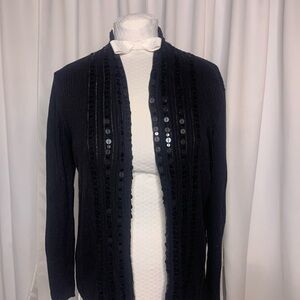 Dana Buchman Black Cardigan with Sequin Accents